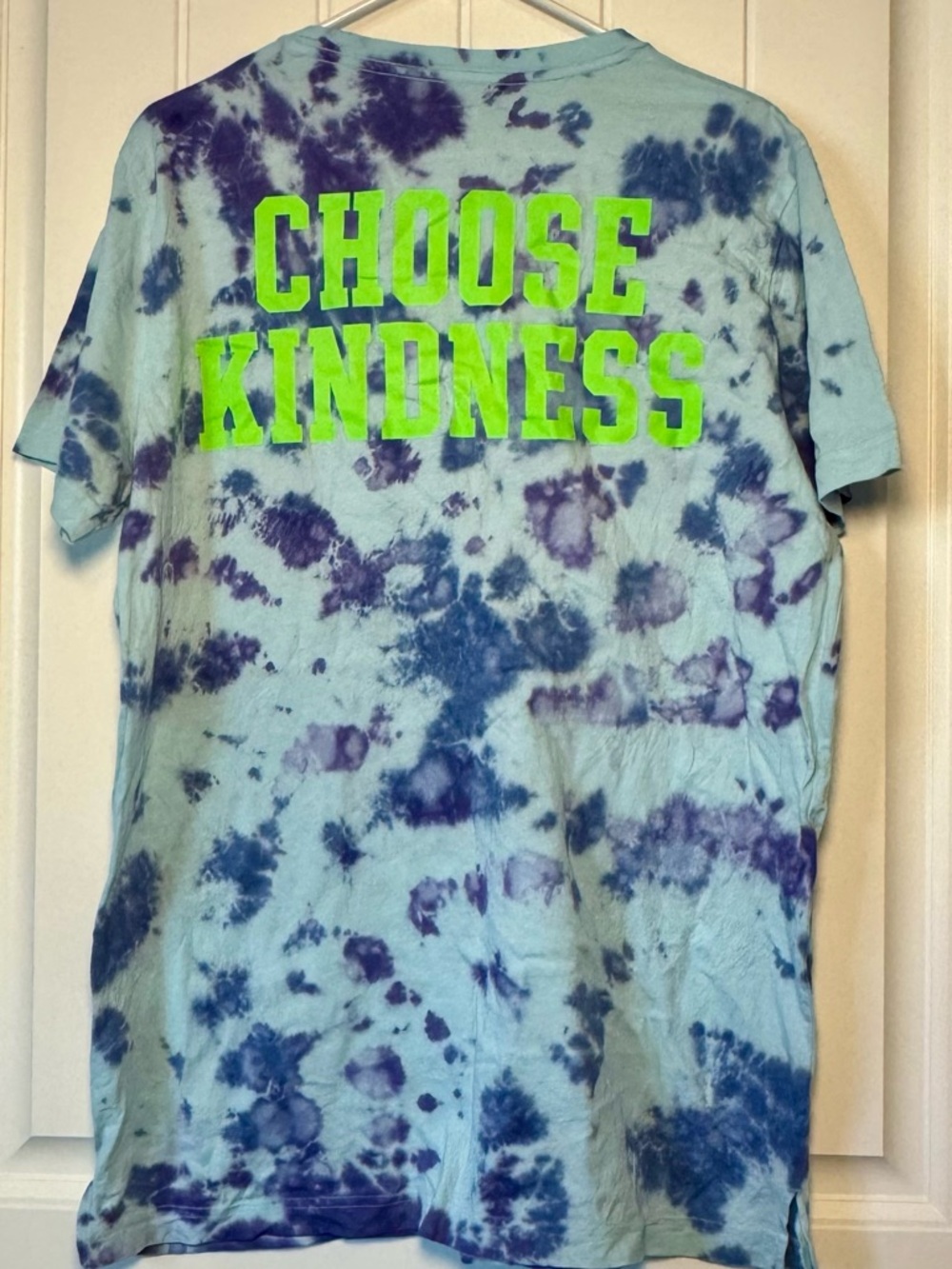 PINK Victoria's Secret Light Blue Tie-Dye "Choose Kindness" Short Sleeve Tee